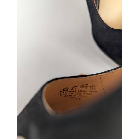 Franco Sarto Ingall black suede snakeskin accent block heel pumps women's 8.5 - Picture 7 of 8